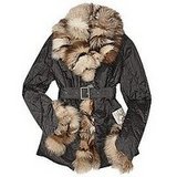Forzieri - Metallic Black Fox-Fur Trim Puffer Coat